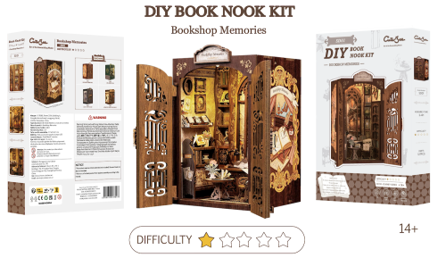 BOOK NOOK KIT - DIY - Librairie des Mémoires - 127pc + Eclairage LED - Image 2