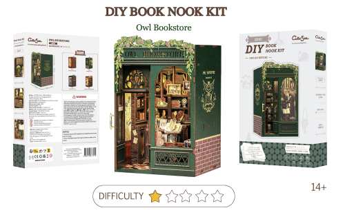 BOOK NOOK KIT - DIY - Librairie du Hibou - 139pc + Eclairage LED - Image 2