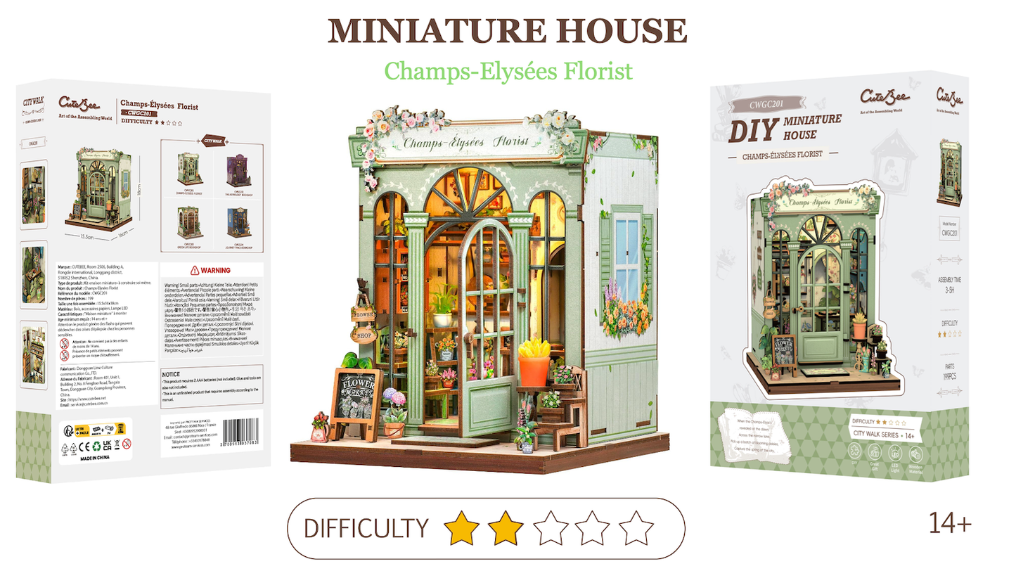 MINIATURE HOUSE - DIY - Fleuriste Champs-Elysées - 199pc + Eclairage LED - Image 2