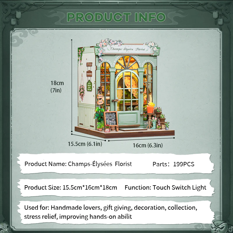 MINIATURE HOUSE - DIY - Fleuriste Champs-Elysées - 199pc + Eclairage LED - Image 6