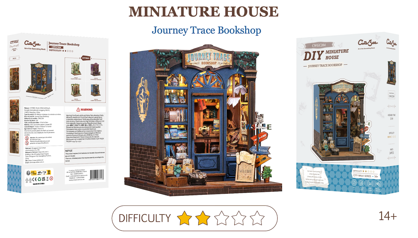 MINIATURE HOUSE - DIY - Librairie de Voyage - 241 pc + Eclairage LED - Image 2