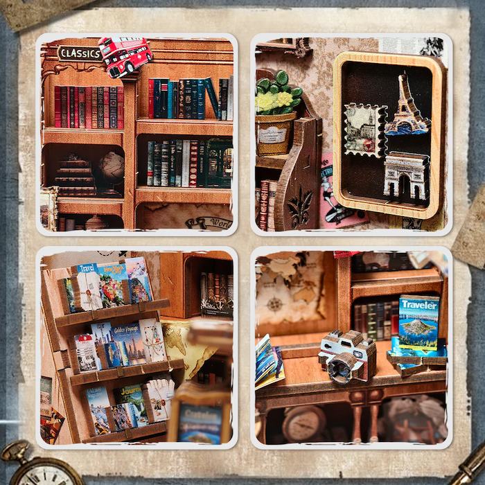 MINIATURE HOUSE - DIY - Librairie de Voyage - 241 pc + Eclairage LED - Image 5
