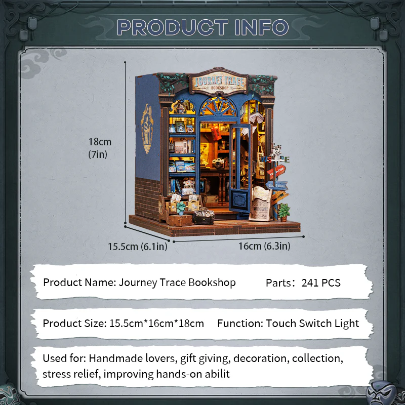 MINIATURE HOUSE - DIY - Librairie de Voyage - 241 pc + Eclairage LED - Image 6