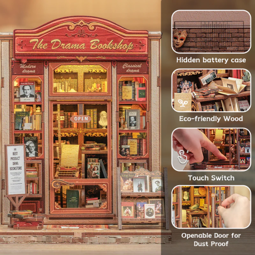 MINIATURE HOUSE - DIY - La Librairie Drama - 253pc + Eclairage LED - Image 4