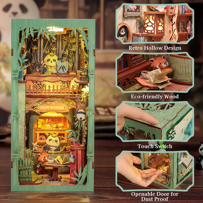 BOOK NOOK KIT - DIY - La Librairie Panda - 244pc + Eclairage LED - Image 3