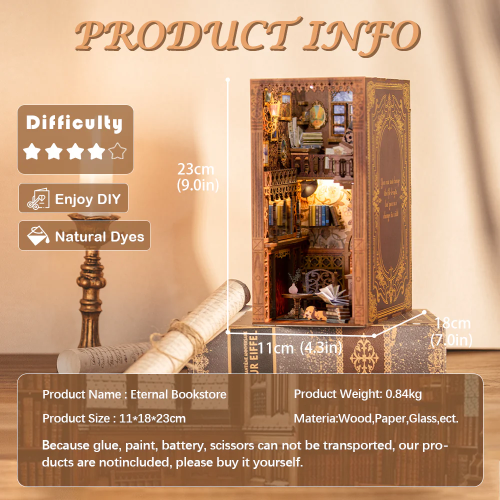 BOOK NOOK KIT - DIY - The Eternal Bookstore - 172pc + LED Lighting