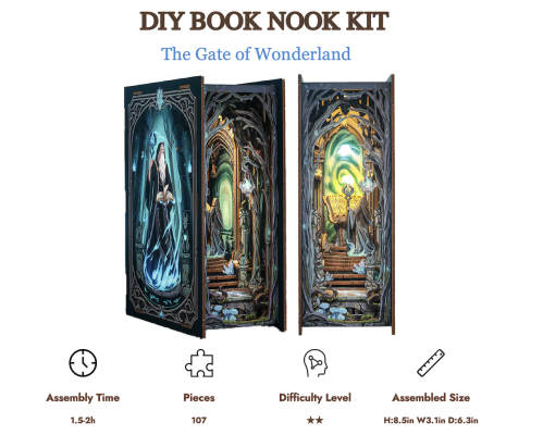 BOOK NOOK KIT - DIY - La Porte des Merveilles - 107pc + Eclairage LED - Image 2