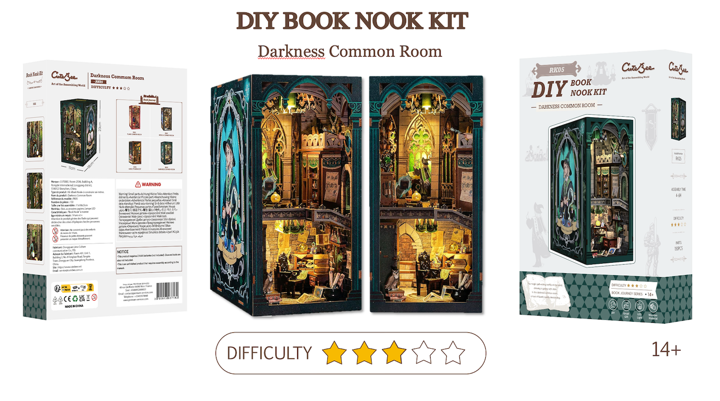 BOOK NOOK KIT - DIY - Dark Common Room - 150pc + LED Lighting