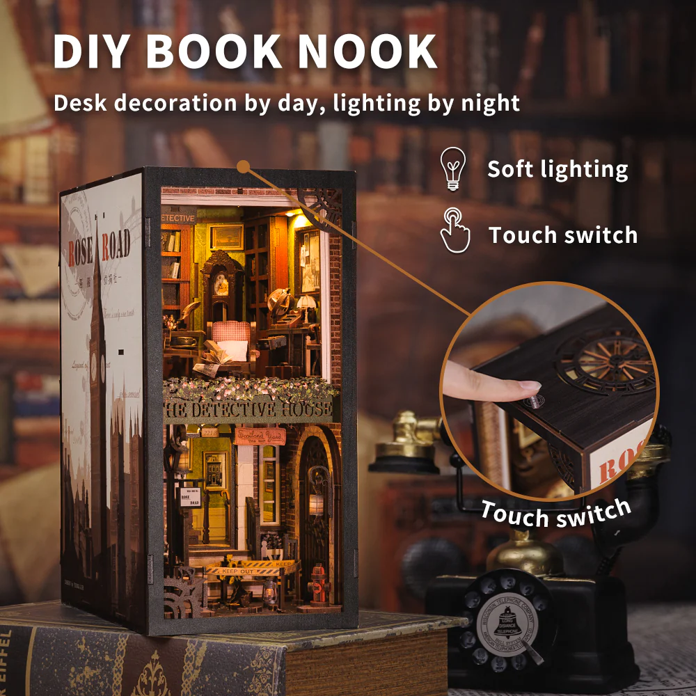 BOOK NOOK KIT - DIY - Agence du Détective Rose - 322pc + Eclairage LED - Image 3
