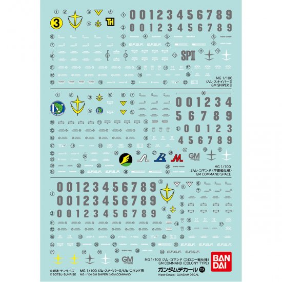 Gundam Decal 118 MG 1/00 GM Sniper & Command