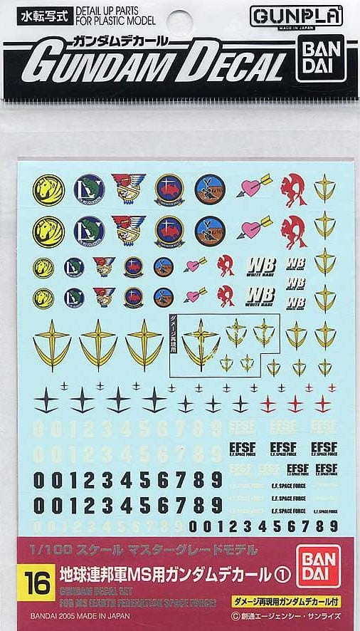 Gundam Decal 16 MG 1/100 EFSF Multiuse
