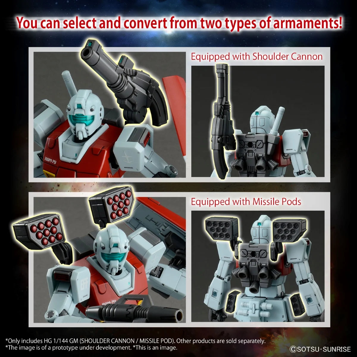 GUNDAM - HG 1/144 - GM (Shoulder Cannon / Missile Pod) - Model Kit