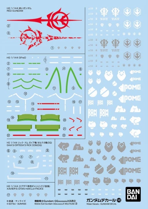 Gundam Decal 140 HG 1/144 Gundam GQuuuuuuX Multiuse 2