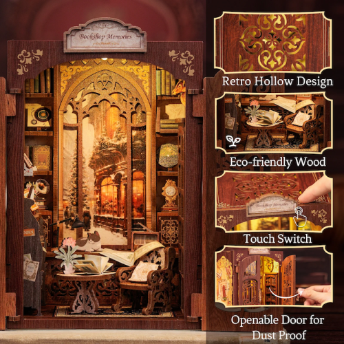BOOK NOOK KIT - DIY - Librairie des Mémoires - 127pc + Eclairage LED - Image 3