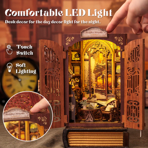 BOOK NOOK KIT - DIY - Librairie des Mémoires - 127pc + Eclairage LED - Image 4