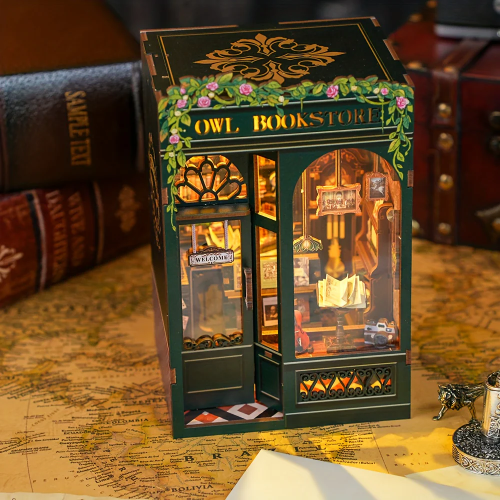 BOOK NOOK KIT - DIY - Librairie du Hibou - 139pc + Eclairage LED - Image 1