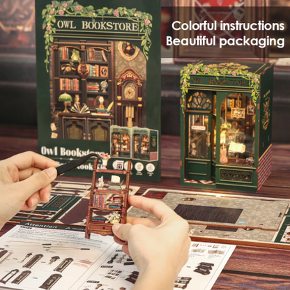 BOOK NOOK KIT - DIY - Librairie du Hibou - 139pc + Eclairage LED - Image 4