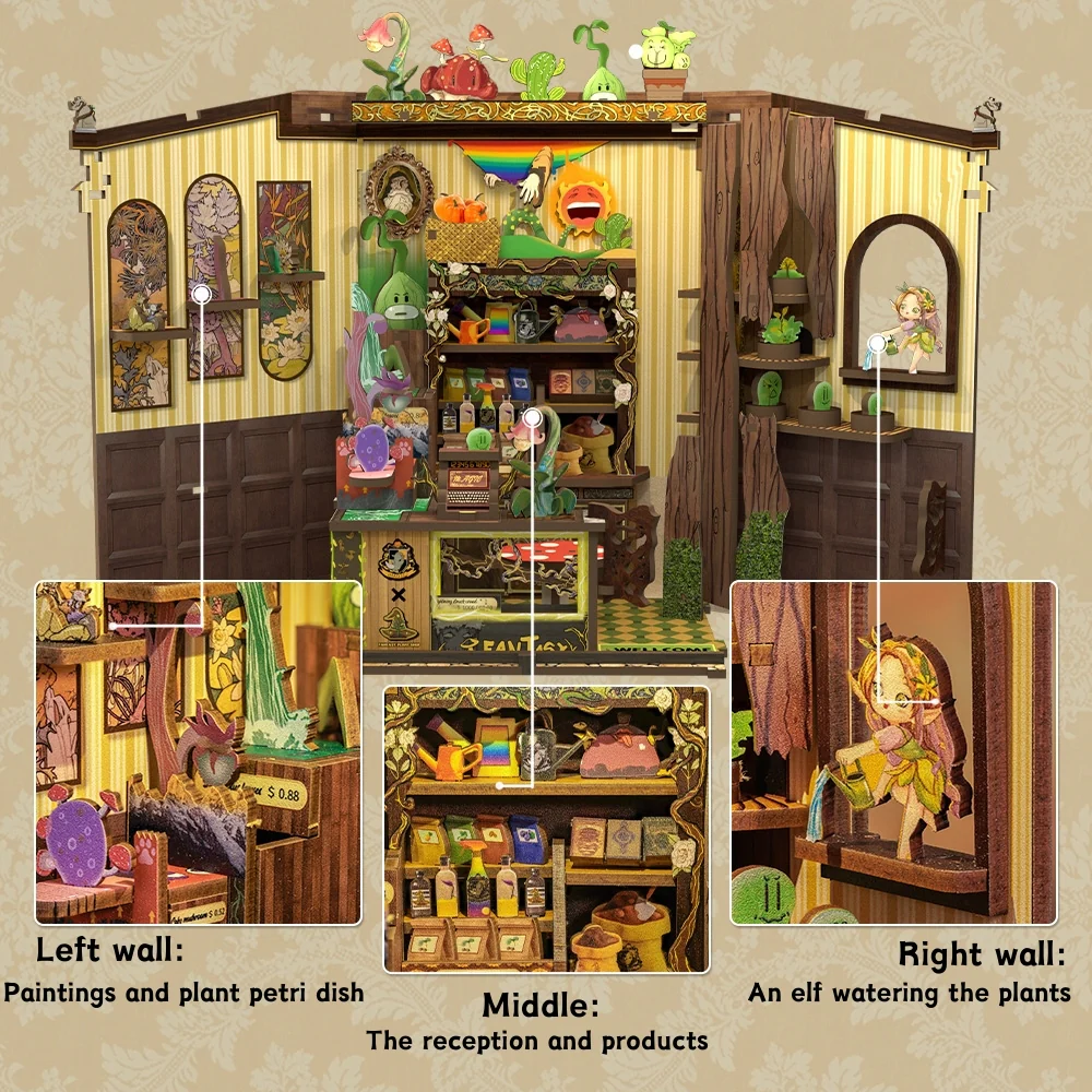 MINIATURE HOUSE - DIY - Magasin de Plantes Féériques - 146pc + Eclairage LED - Image 4