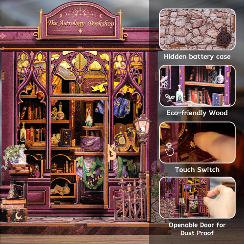 MINIATURE HOUSE - DIY - Librairie Astrologie - 155pc + Eclairage LED - Image 3