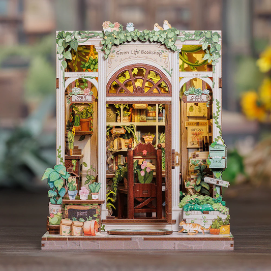 MINIATURE HOUSE - DIY - Librairie Vie Verte - 196pc + Eclairage LED - Image 1
