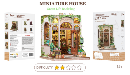 MINIATURE HOUSE - DIY - Librairie Vie Verte - 196pc + Eclairage LED - Image 2
