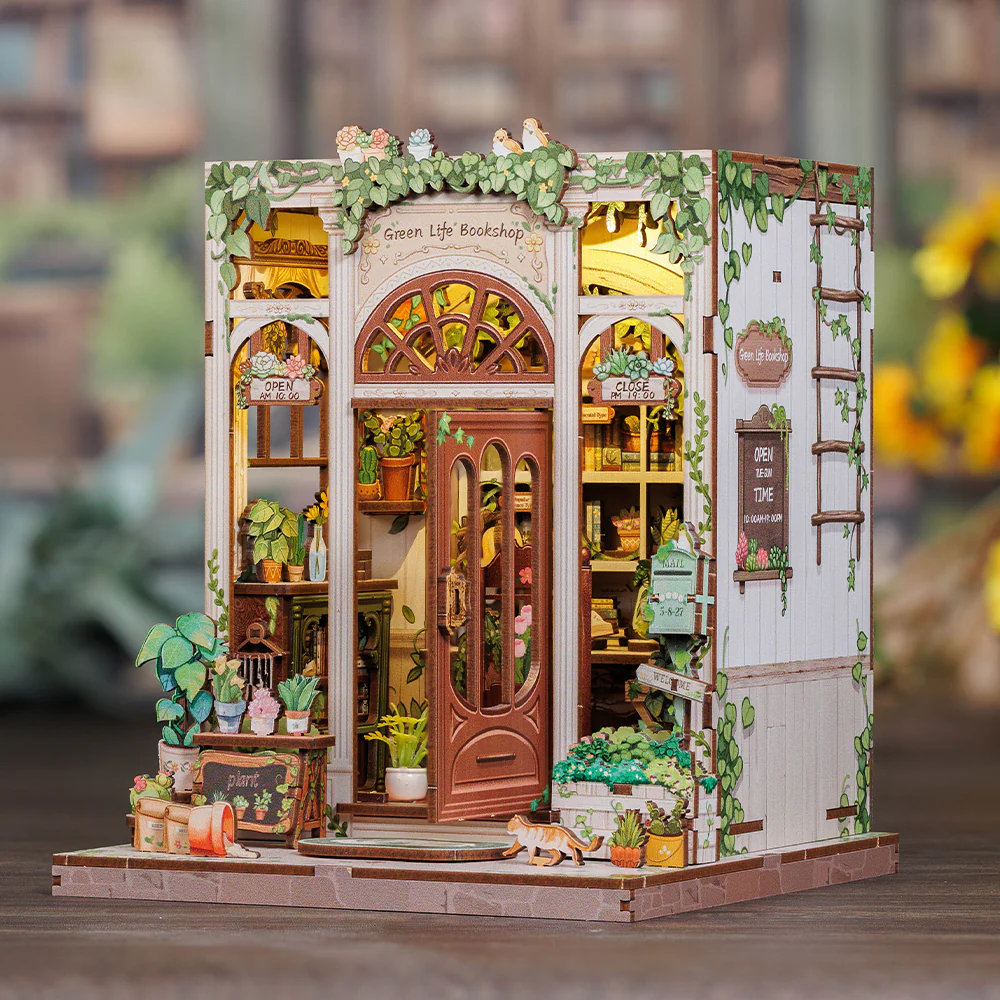 MINIATURE HOUSE - DIY - Librairie Vie Verte - 196pc + Eclairage LED - Image 3