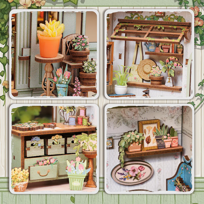 MINIATURE HOUSE - DIY - Librairie Vie Verte - 196pc + Eclairage LED - Image 4