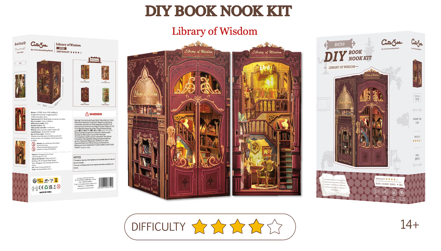 BOOK NOOK KIT - DIY - Librairie de la Sagesse - 281pc + Eclairage LED - Image 2