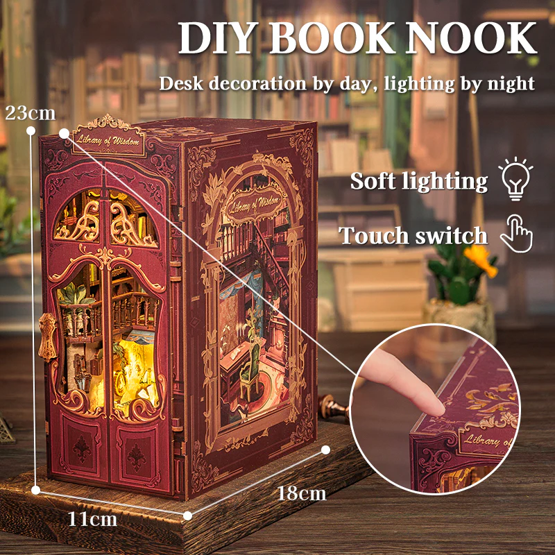 BOOK NOOK KIT - DIY - Librairie de la Sagesse - 281pc + Eclairage LED - Image 4