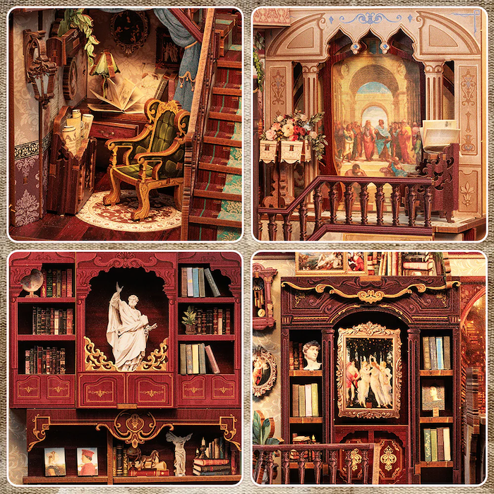 BOOK NOOK KIT - DIY - Librairie de la Sagesse - 281pc + Eclairage LED - Image 6
