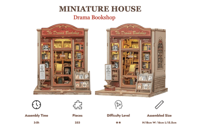 MINIATURE HOUSE - DIY - La Librairie Drama - 253pc + Eclairage LED - Image 2