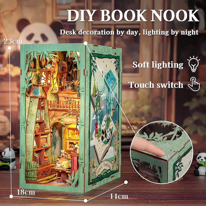 BOOK NOOK KIT - DIY - La Librairie Panda - 244pc + Eclairage LED - Image 5