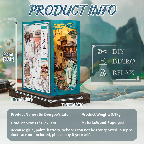BOOK NOOK KIT - DIY - La Vie de Su Dongpo - 280pc + Eclairage LED - Image 5