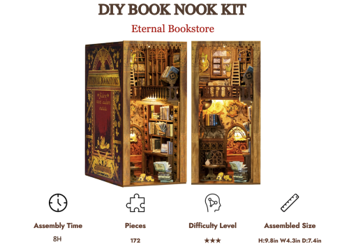 ブックコーナーキット - DIY - 永遠の書店 - 172ピース + LED照明