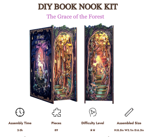BOOK NOOK KIT - DIY - La Grâce de la Forêt - 89pc + Eclairage LED - Image 2