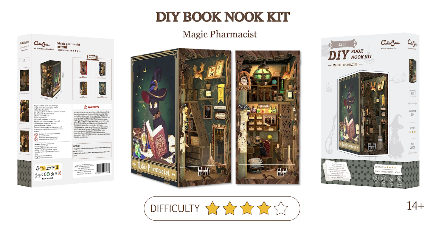 BOOK NOOK KIT - DIY - Pharmacien Magique - 282pc + Eclairage LED - Image 2