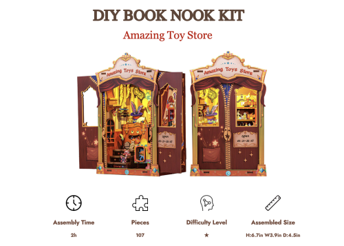 BOOK NOOK KIT - DIY - Magasin de Jouets - 107pc + Eclairage LED - Image 2