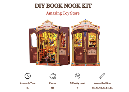 BOOK NOOK KIT - DIY - Magasin de Jouets - 107pc + Eclairage LED - Image 2