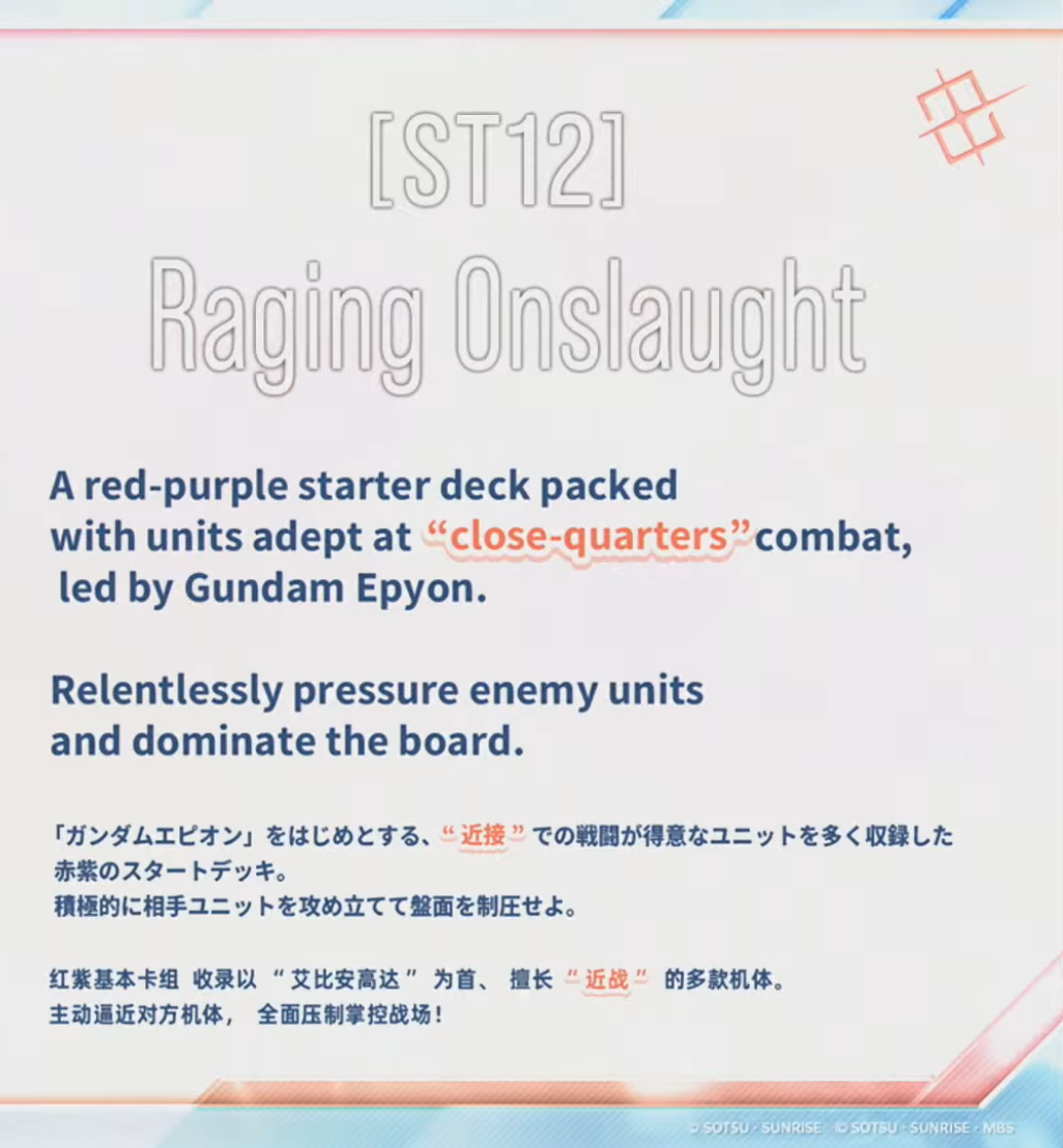 Gundam Card Game - Starter Deck Raging Onslaught [ST12] - 2