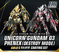 HG 1/144 - Gundam Base Limited - Unicorn Gundam 03 Phenex (Destroy Mode) Gold And Silver Coating Set - image 1